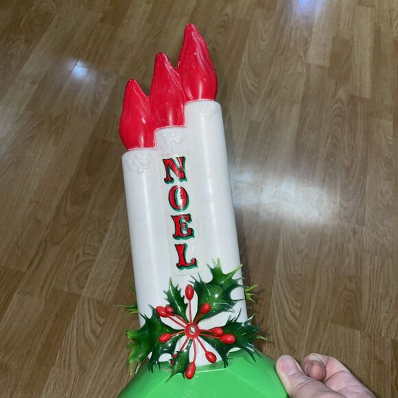 Vintage Empire Christmas Blow Mold Light Up NOEL Triple Candle 13” Working - Picture 7 of 8